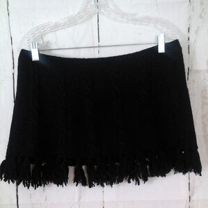 Old Navy S M Black Lambswool Fringe Mini Skirt